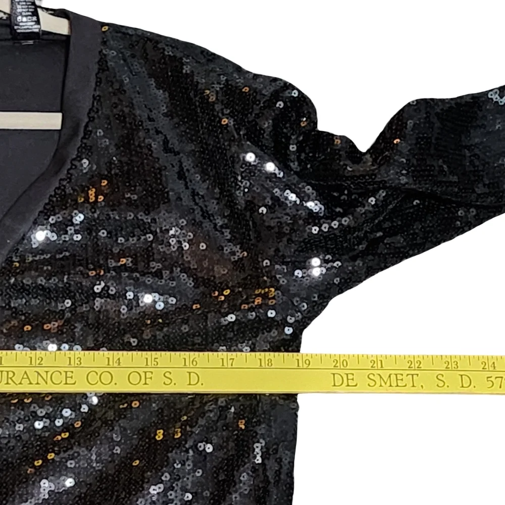 BKE Jacket Womens Medium Black Sequins Zip Front Party Holiday Glam Edgy NWT - Picture 9 of 11